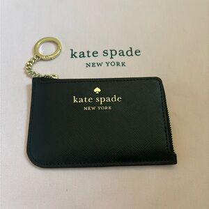 Kate Spade Black Leather Pouch with Gold Keychain